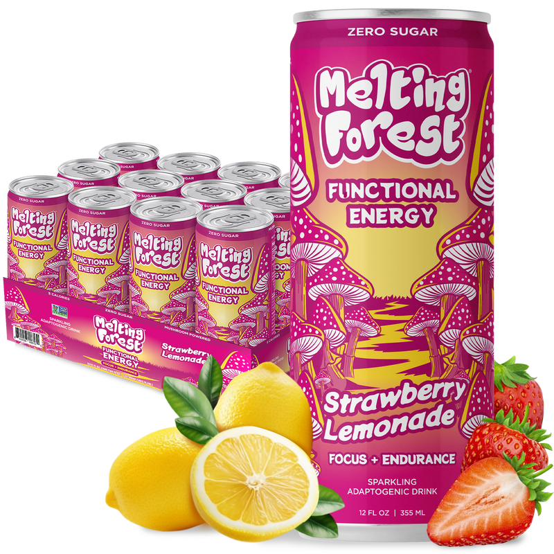 Load image into Gallery viewer, Melting Forest - Mushroom Energy Drink 12 Pack - Strawberry Lemonade
