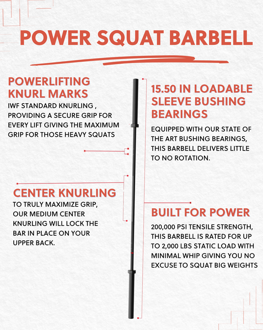 Power Squat Bar – Heavy-Duty Squat Barbell - Made in USA