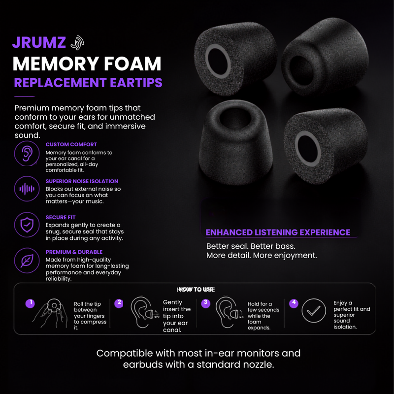 Load image into Gallery viewer, JRUMZ - Memory Foam Tips for Jrumz XP Models (4/ pack)
