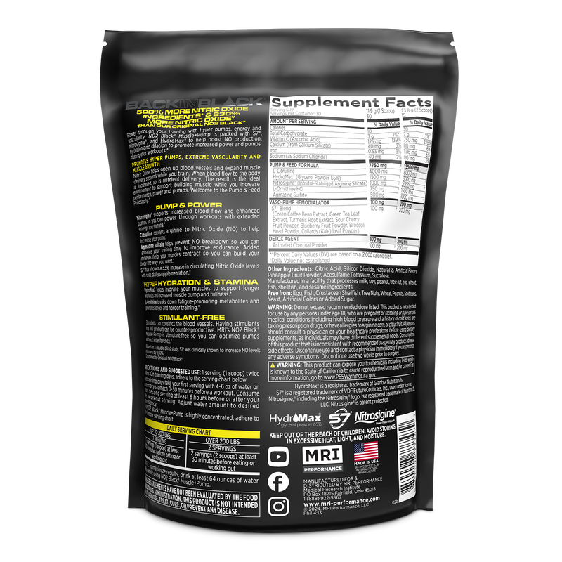 Load image into Gallery viewer, MRI Performance - NO2 Black Muscle + Pump Nitric Oxide (30 servings)
