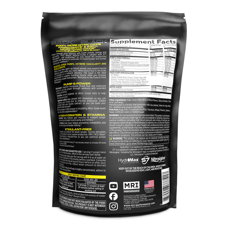 Load image into Gallery viewer, MRI Performance - NO2 Black Muscle + Pump Nitric Oxide (30 servings)
