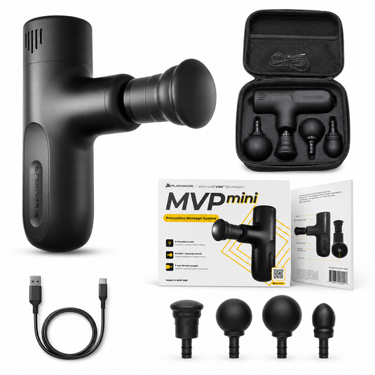 iReliev - MVPmini Percussion Massage System with Vibration & Premum Silicone Massage Heads with Impact Control that Contour to Your Body