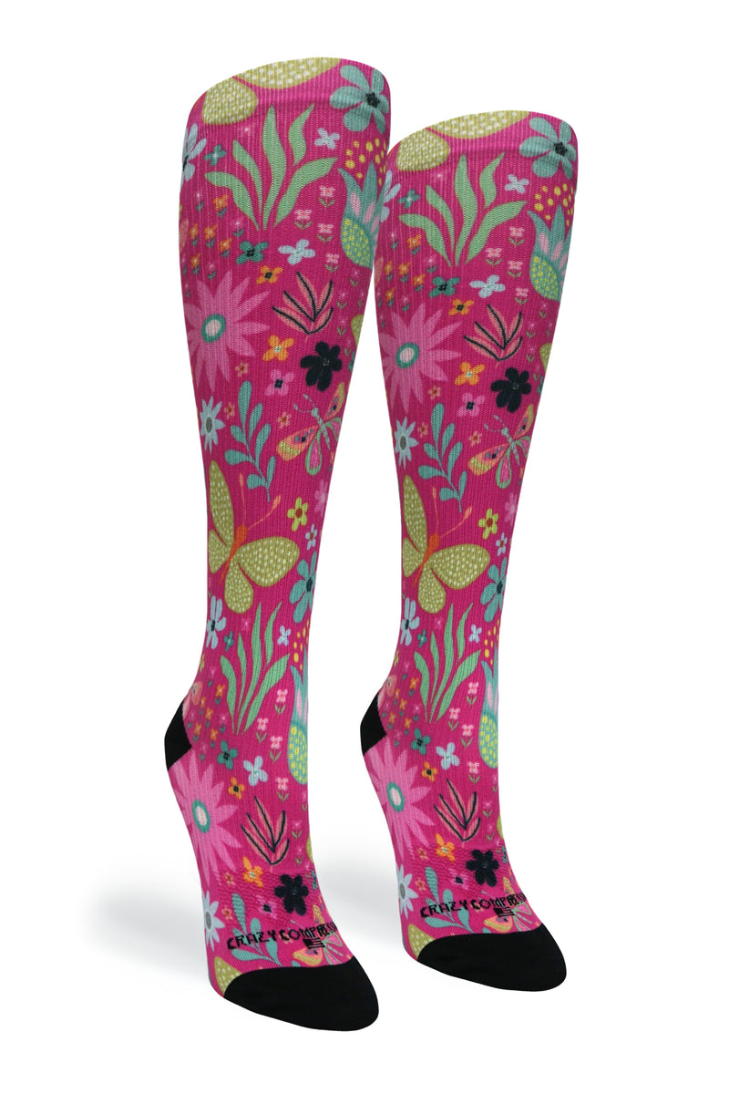 Load image into Gallery viewer, Crazy Compression - Magenta Florals - (Standard &amp; Extra Wide)
