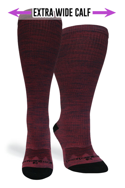 Crazy Compression - Maroon Heather - (Standard & Extra Wide)
