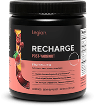 Legion Athletics Recharge Post-Workout - 5g micronized creatine monohydrate, 2.5g myHMB, and 500mg VitaCherry Sport tart cherry per serving for muscle growth and recovery