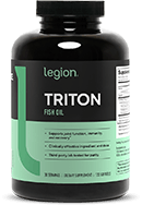 Load image into Gallery viewer, Legion Athletics Triton fish oil bottle - VivoMega 100% reesterified triglyceride oil providing 2,400 mg EPA and DHA per serving
