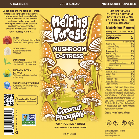 Melting Forest - Mushroom D-Stress Drink 12 Pack - Coconut Pineapple