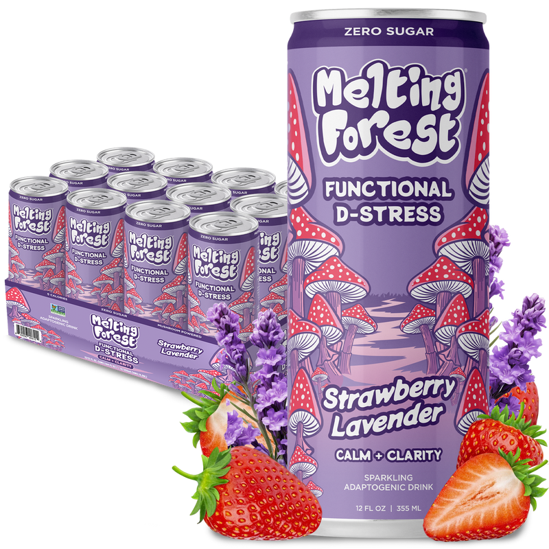 Load image into Gallery viewer, Melting Forest - Mushroom D-Stress Drink 12 Pack - Strawberry Lavender
