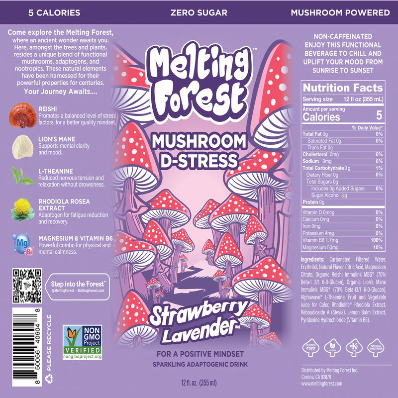 Load image into Gallery viewer, Melting Forest - Mushroom D-Stress Drink 12 Pack - Strawberry Lavender
