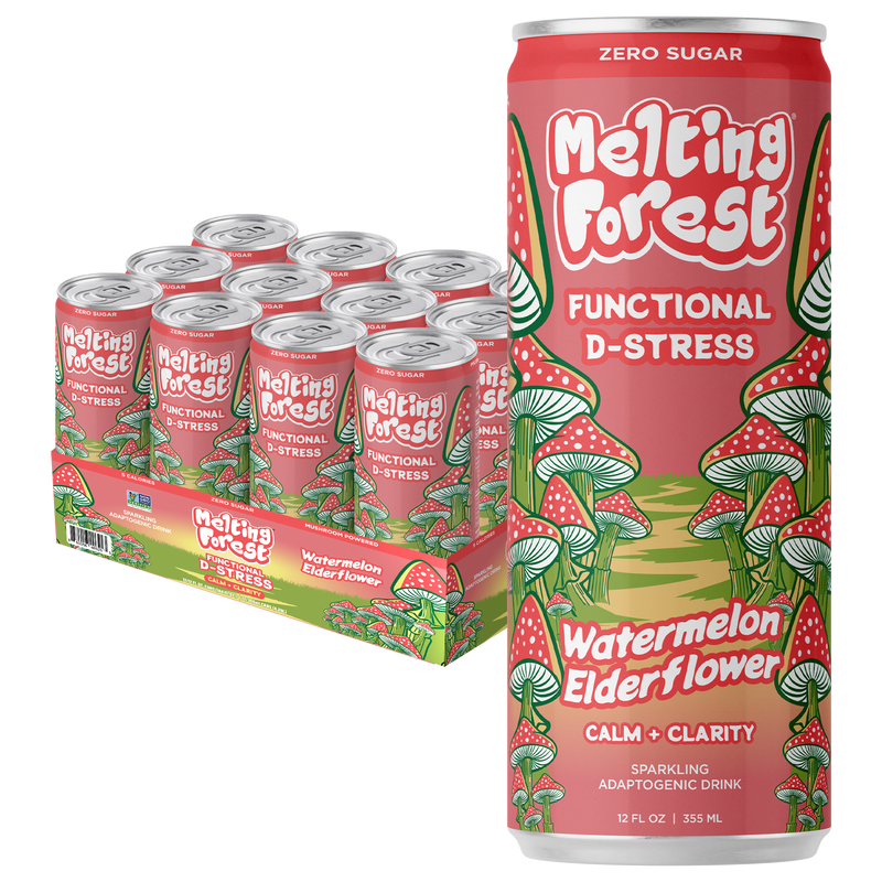 Load image into Gallery viewer, Melting Forest - Mushroom D-Stress Drink 12 Pack - Watermelon Elderflower
