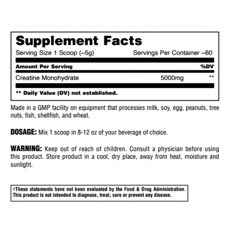 Load image into Gallery viewer, Animal Micronized Creatine 300g supplement facts
