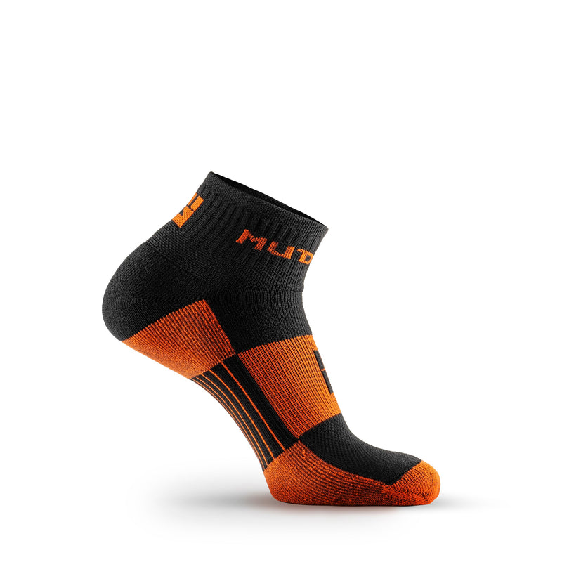 Load image into Gallery viewer, MudGear - Quarter Crew Trail Socks (Black/Orange, 2-Pair Pack)
