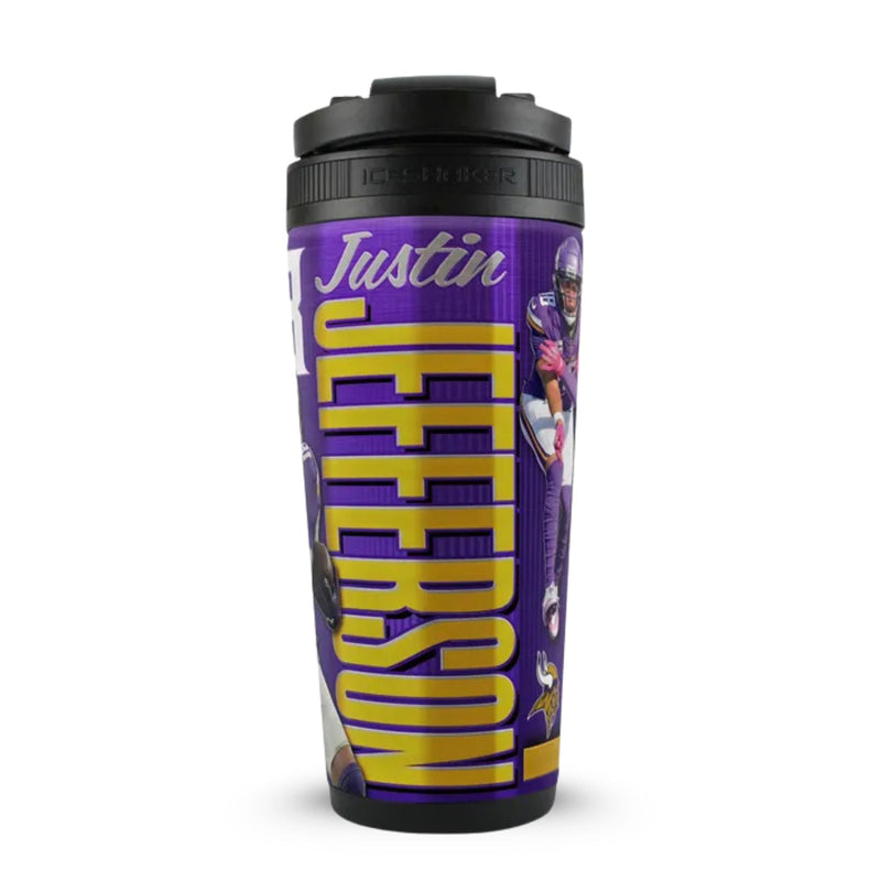 Load image into Gallery viewer, Ice Shaker - Justin Jefferson Minnesota Vikings 4D 26oz Ice Shaker
