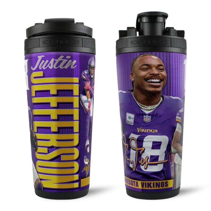 Load image into Gallery viewer, Ice Shaker - Officially Licensed Minnesota Vikings 26oz Ice Shaker - 4D Jefferson
