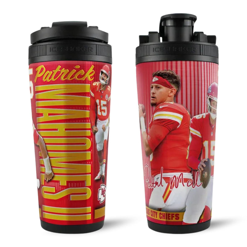 Load image into Gallery viewer, Ice Shaker - Patrick Mahomes Kansas City Chiefs 4D 26oz Ice Shaker
