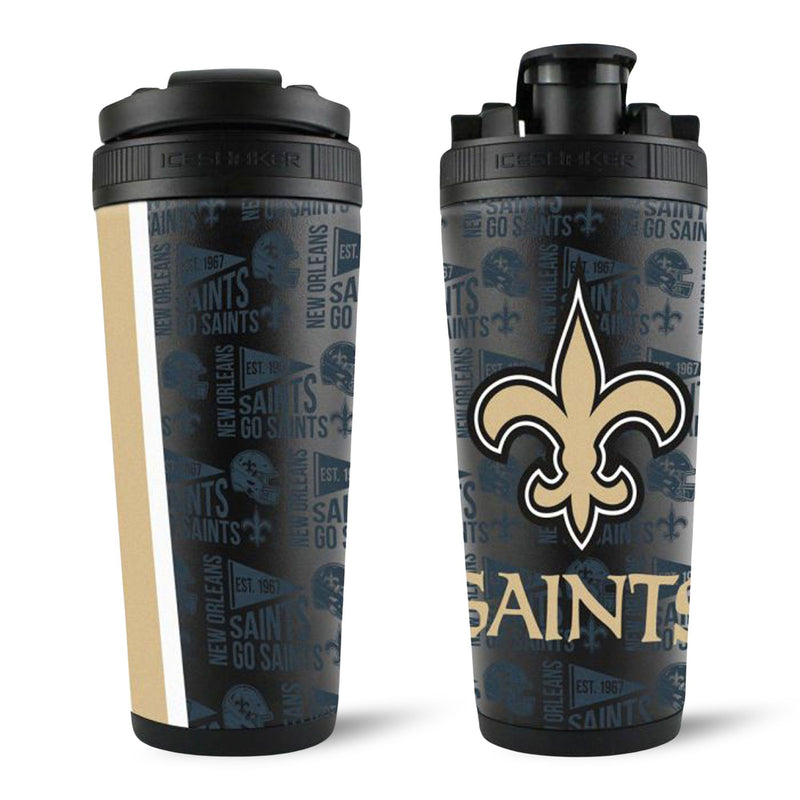 Load image into Gallery viewer, Ice Shaker - Officially Licensed New Orleans Saints 26oz Ice Shaker
