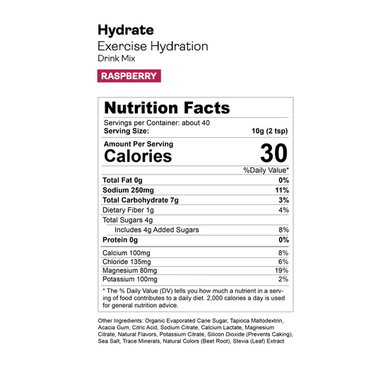 Gnarly Hydrate Raspberry - Nutrition Facts Panel