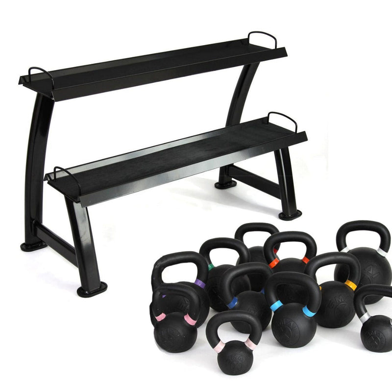 Load image into Gallery viewer, SMAI - Cast Iron Kettlebell Set 9lb-40lb with Storage Rack
