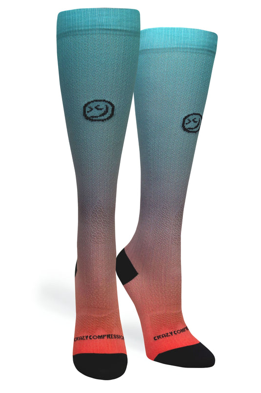 Crazy Compression - Ombré Peach Aqua - (Standard & Extra Wide)