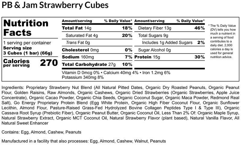 Load image into Gallery viewer, E3 Energy Cubes - PB &amp; Jam Strawberry Protein Bars (12 bars)
