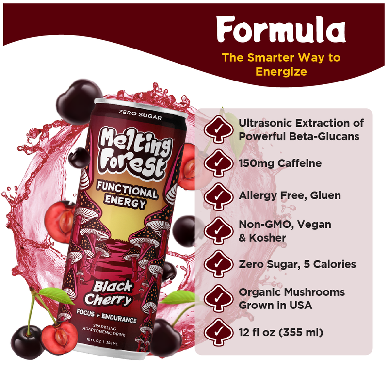 Load image into Gallery viewer, Melting Forest - Mushroom Energy Drink 12 Pack - Black Cherry
