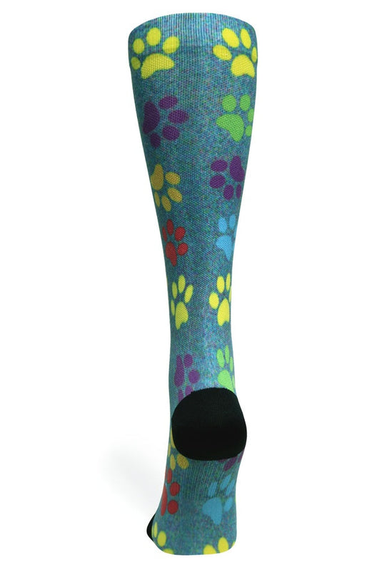 Crazy Compression - Paw Prints Station Blue - (Standard & Extra Wide)
