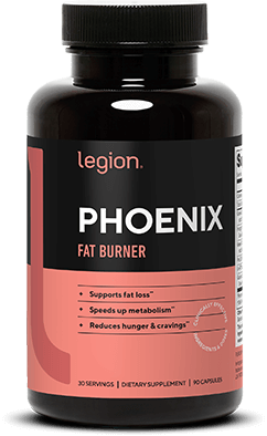 Legion Athletics Phoenix Fat Burner bottle - thermogenic with 200mg PurCaf caffeine, 90 vegetable capsules, 30 servings