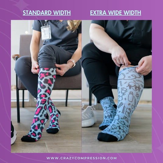 Crazy Compression - Aqua Cute Sloths - (Standard & Extra Wide)