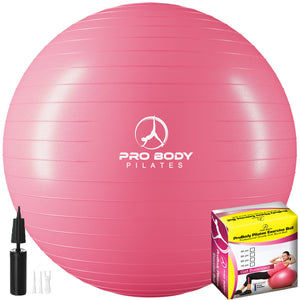 ProBody Pilates - Yoga Ball for Pregnancy, Fitness, Balance, Workout at Home, Office and Physical Therapy (Pink)