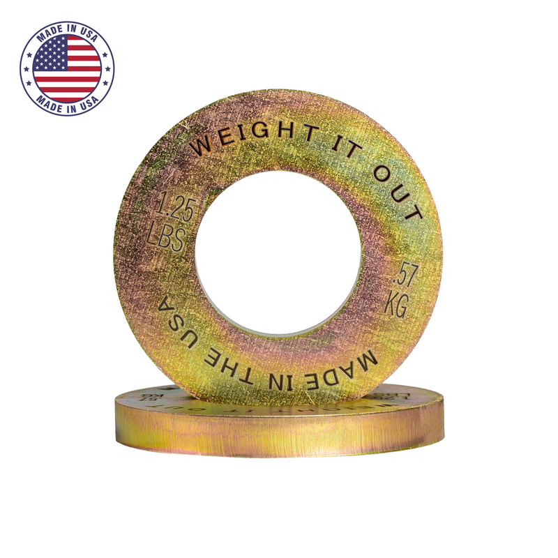 Load image into Gallery viewer, 1.25 Pound Weight Plate Pair &quot;GOLDEN GRAMS&quot;
