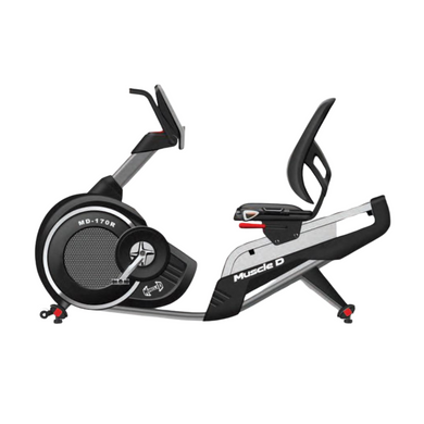 Muscle D Fitness - Light Commercial Recumbent Bike - LED Display - Heart Rate Monitor - Adjustable Seat - On Wheels for Easy Movement