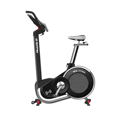Muscle D Fitness - Light Commercial Upright Bike - LED Display - Heart Rate Monitor - Adjustable Seat - On Wheels for Easy Movement