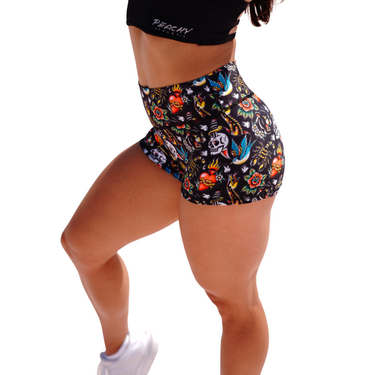 Peachy Athletic - Tatted and Torn Shorts - Unicorn Collection
