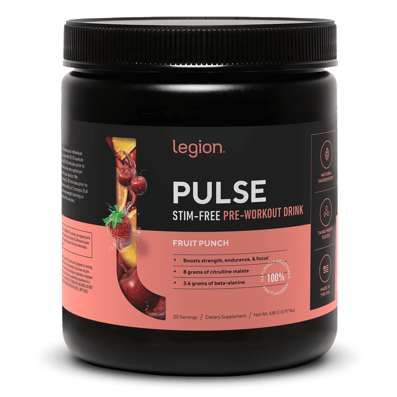 Load image into Gallery viewer, Legion Athletics Pulse Stim-Free Pre-Workout - stim-free pre-workout with citrulline malate, beta-alanine, betaine, and alpha-GPC
