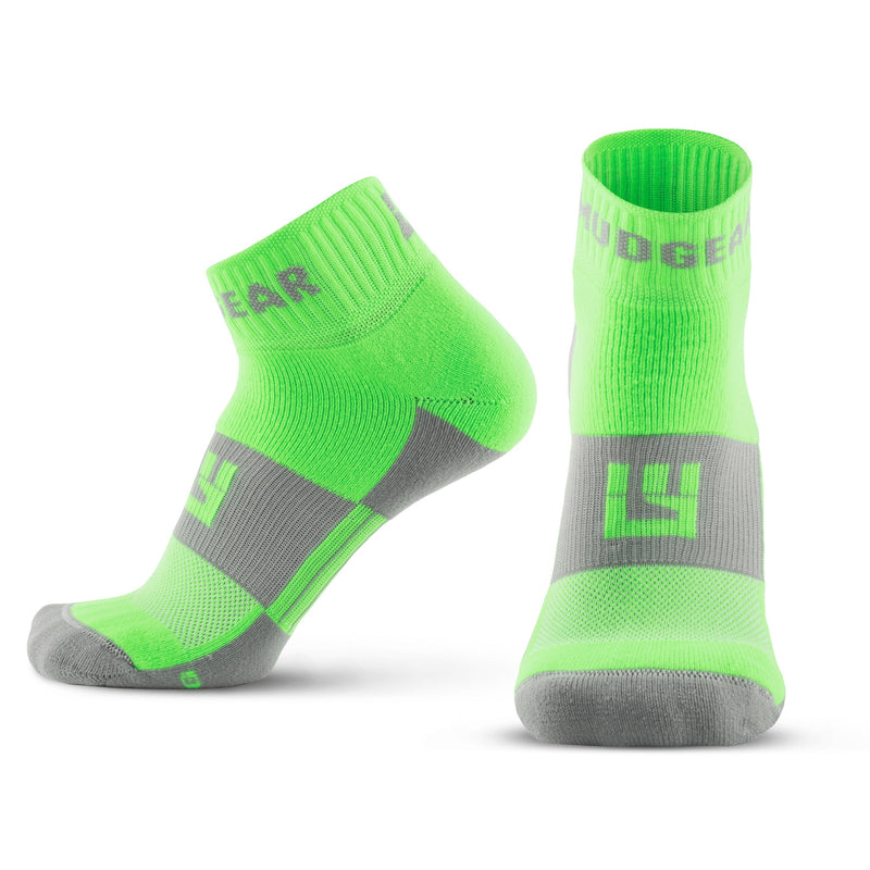 Load image into Gallery viewer, MudGear - Quarter Crew Trail Socks (Neon Green, 2-Pair Pack)
