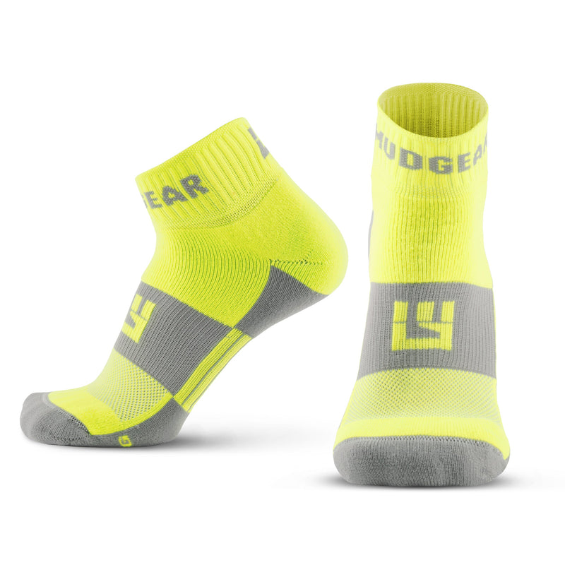 Load image into Gallery viewer, MudGear - Quarter Crew Trail Socks (Neon Yellow, 2-Pair Pack)
