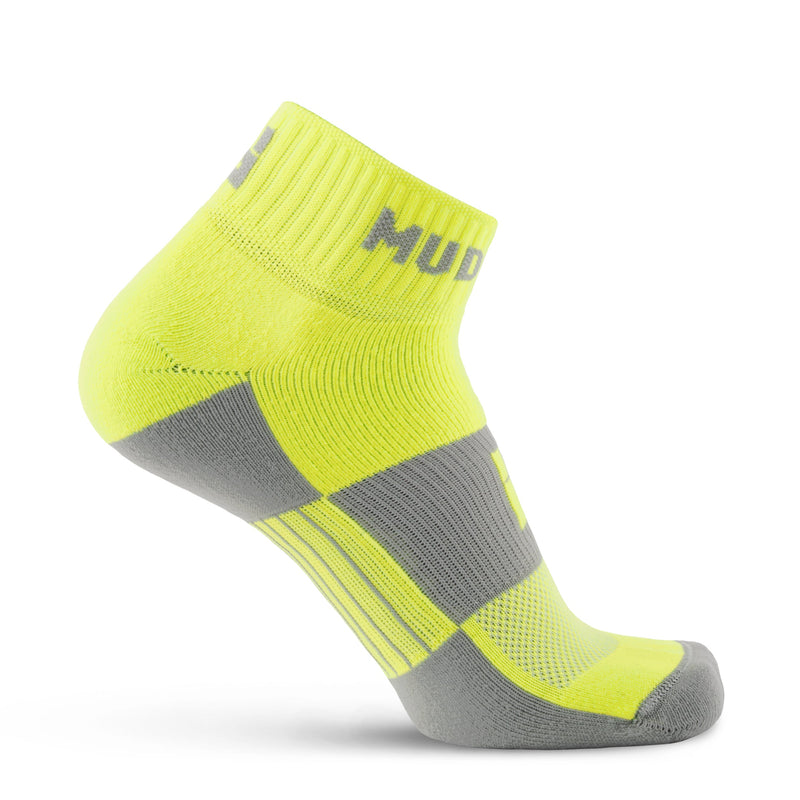 Load image into Gallery viewer, MudGear - Quarter Crew Trail Socks (Neon Yellow, 2-Pair Pack)
