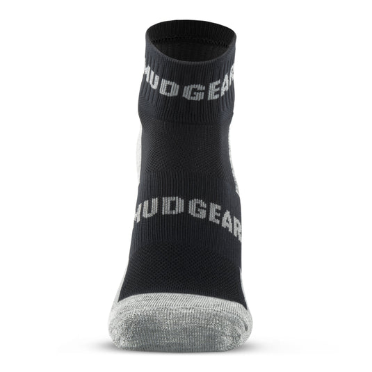 MudGear - Quarter Crew Merino Wool Socks (Black/Gray, 1 Pair)