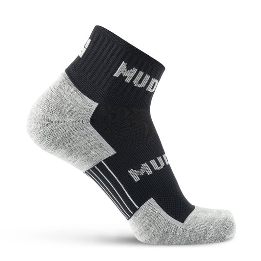 MudGear - Quarter Crew Merino Wool Socks (Black/Gray, 1 Pair)