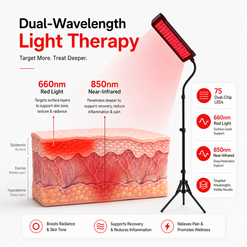 Load image into Gallery viewer, iReliev - FullGlow Red Light &amp; Near Infrared Panel System (75 LEDs) - Red Light Therapy
