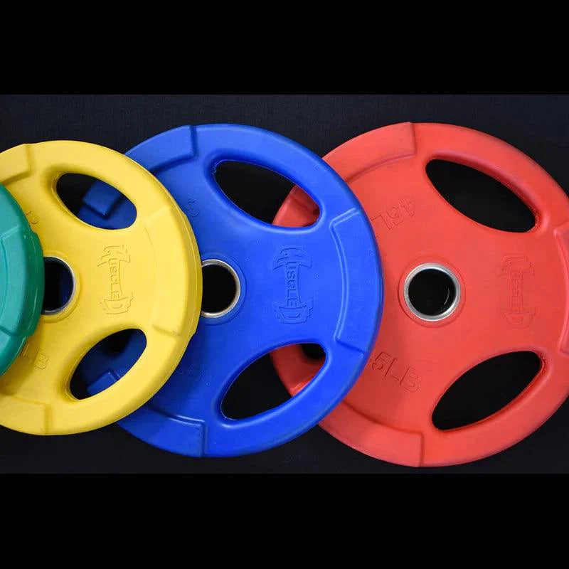 Load image into Gallery viewer, Muscle D Fitness - RUBBER COATED COLORED OLYMPIC PLATES: Rubber Plates, per Pair - Weights Pairs
