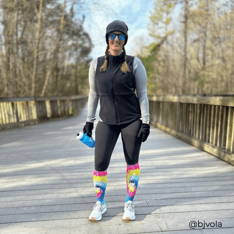 Load image into Gallery viewer, Pro Compression - Marathon printed, rainbow tie dye
