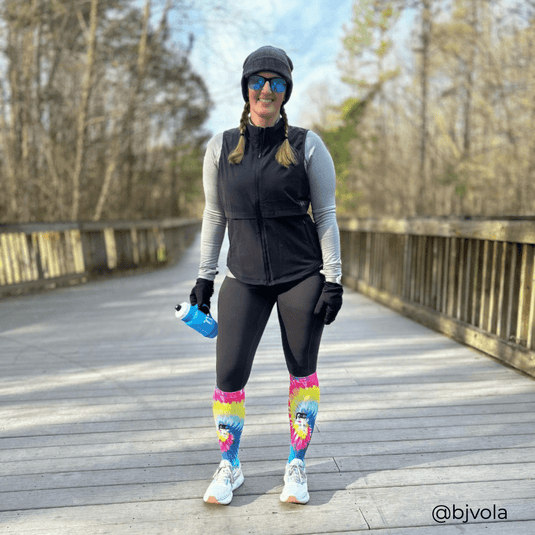 Pro Compression - Marathon printed, rainbow tie dye