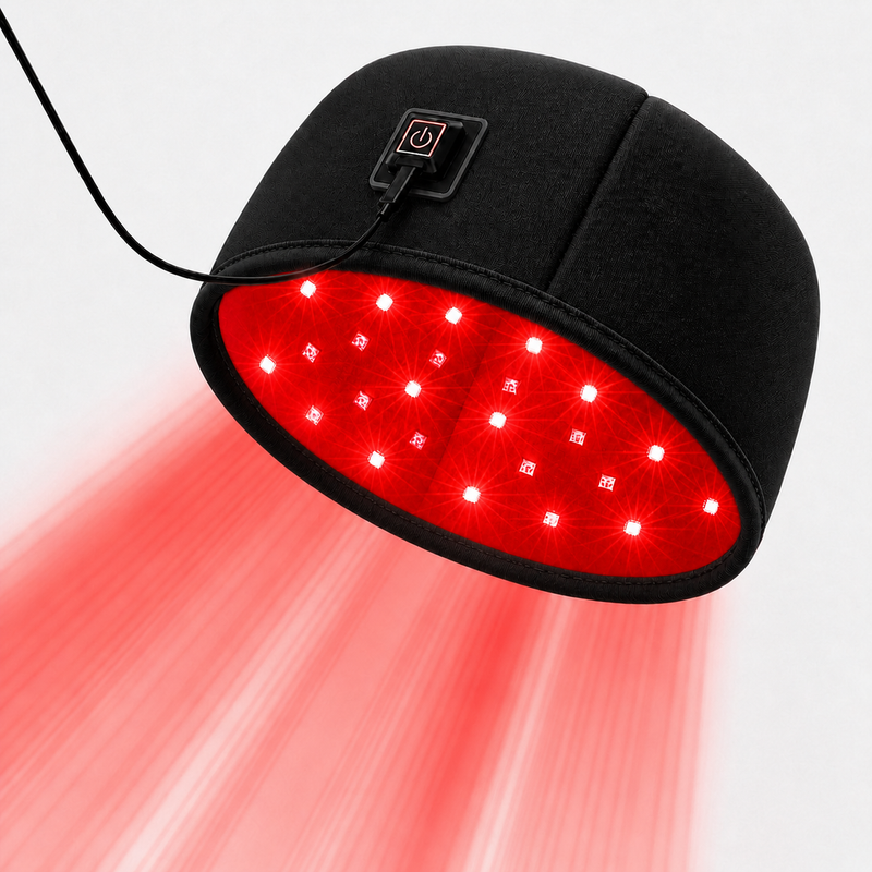 Load image into Gallery viewer, iReliev - FullGlow Red Light &amp; Infrared Therapy Hat - Black
