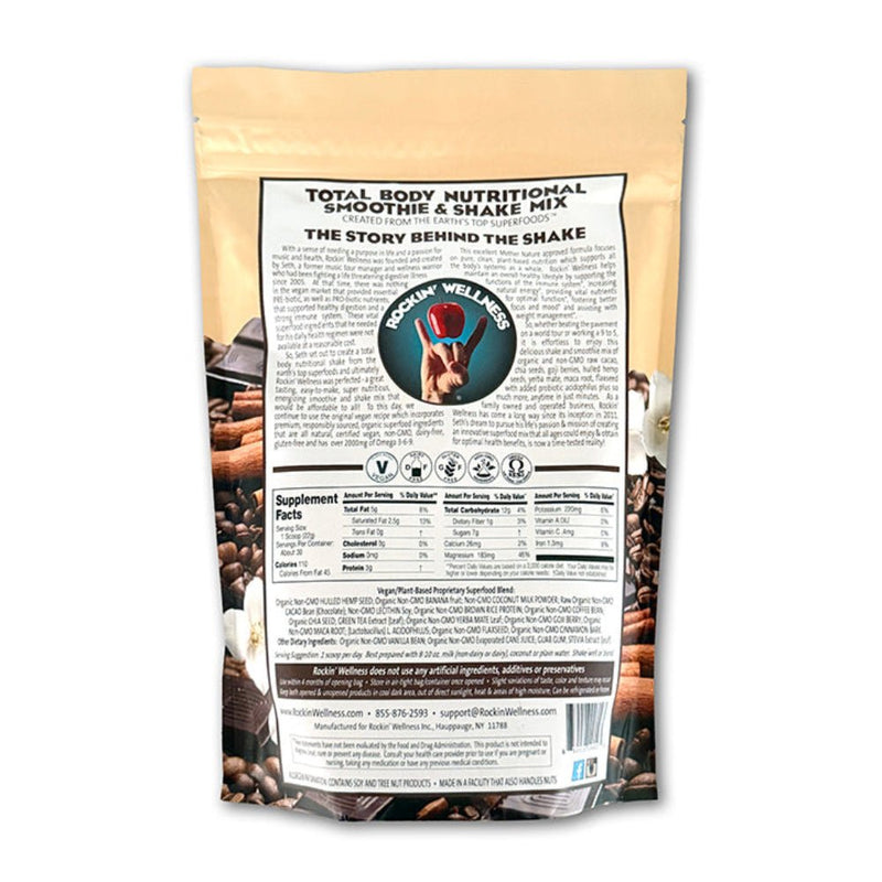 Load image into Gallery viewer, Rockin' Wellness - Mocha Cacao Nutritional Shake Mix - Rockin Wellness Daily Superfood &amp; Coffee Blend

