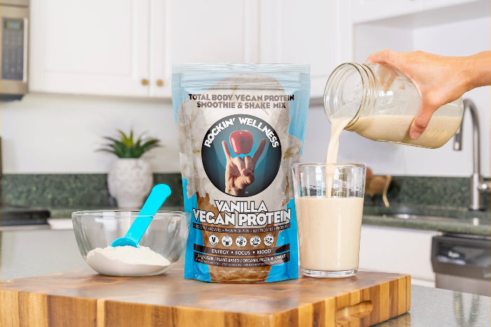 Load image into Gallery viewer, Rockin' Wellness - Rockin Wellness Vegan Vanilla Protein Powder - Plant-Based Nutrition with Probiotics &amp; Enzymes

