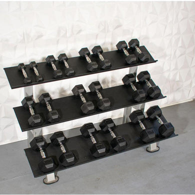 Muscle D Fitness - Rubber Hex Dumbbell Set - Steel Handle - Quality knurling - Weightlfting
