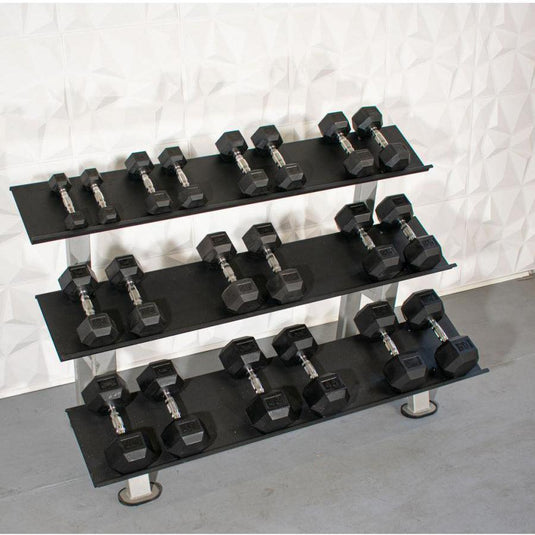 Muscle D Fitness - Rubber Hex Dumbbell Set - Steel Handle - Quality knurling - Weightlfting