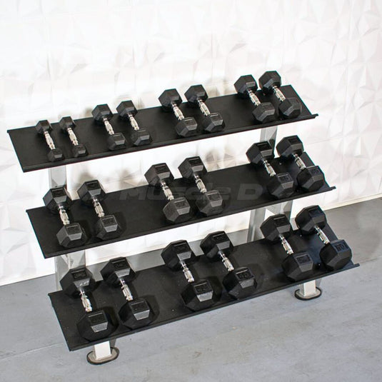 Muscle D Fitness - Rubber Hex Dumbbell Set - Steel Handle - Quality knurling - Weightlfting