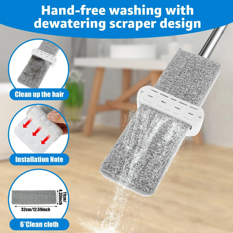 Load image into Gallery viewer, Anti Spier - Microfiber Flat Mop 360 ° Rotating Flat Floor Mop Self Wringing Dust Mop with Dewatering Scraper for Kitchen Home Cleaning Mop
